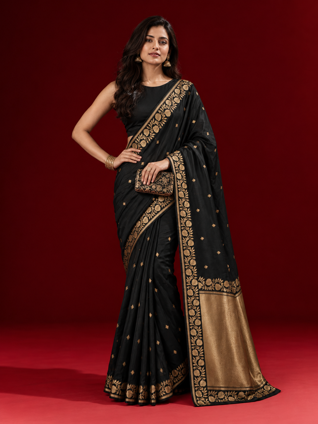 Black  - Pure Raw Mango Banarasi Saree